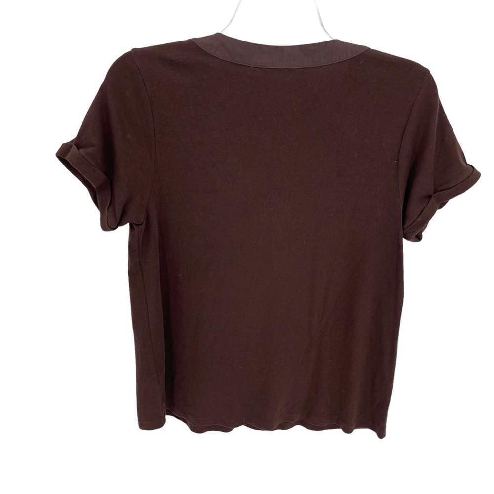 Soft Surroundings Dark Brown Blouse with Button Accents - Picture 2 of 7